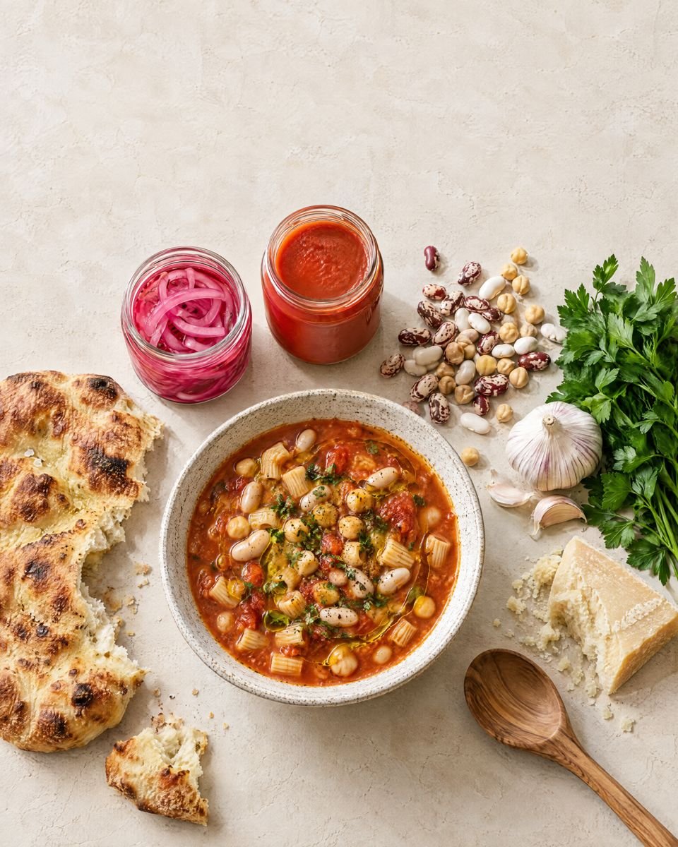 Serbian bean stew with flatbread